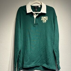 H&M Dark Green and White Collared Peanuts Shirt